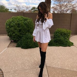 White polka dot romper